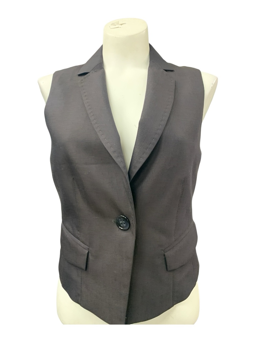 Tailored Sleeveless Blazer Vest - Brown